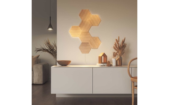  Elements Wood Look Hexagons Smarter Kit + Expansion Pack (10 Hexagon LED Panels)