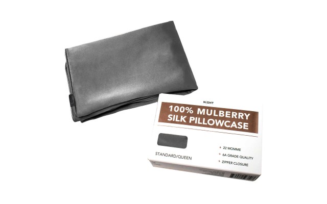  100% Mulberry Silk Pillowcase, Gray, King Size