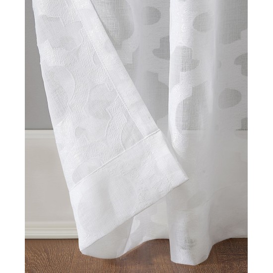  Yvette 52″ x 95″ Trellis Jacquard Sheer Curtain Panel