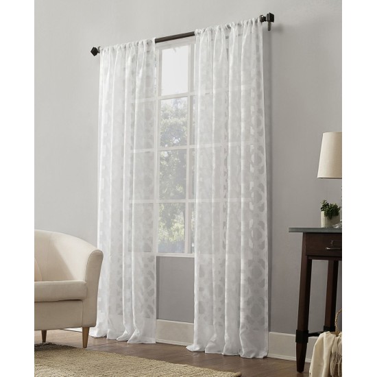  Yvette 52″ x 95″ Trellis Jacquard Sheer Curtain Panel