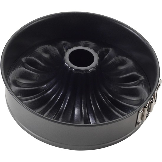  Bottoms, Bundt Fancy Springform Pan with 2 Bottomw, 9-Inch, 9 Inch, Charcoal