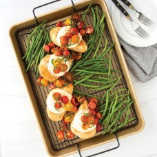 Nordic Ware Gold High Sided Half Sheet with Wire Rack