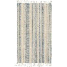 Nourison Tribal Chic 27″ x 45″ Cotton Striped Woven Accent Rug – Blue / Ivory
