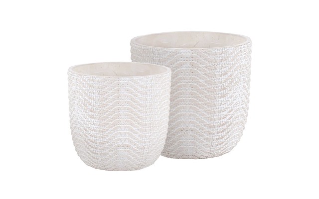 Ocean Waves Cement Plant Pots by Inspirella, 2 pack