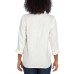  Ladies' Long Sleeve Linen Blend Top, White, Large