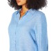  Ladies' Long Sleeve Linen Blend Top, Blue, Large