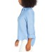  Ladies' Long Sleeve Linen Blend Top, Blue, Large