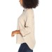  Ladies' Long Sleeve Linen Blend Top, Tan, Large