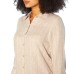  Ladies' Long Sleeve Linen Blend Top, Tan, Large
