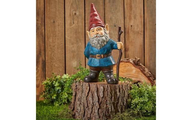 Outdoor Garden Gnome Statue, Blue
