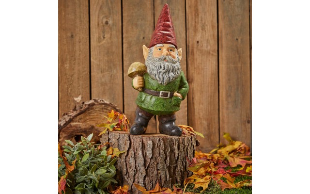 Outdoor Garden Gnome Statue, Green