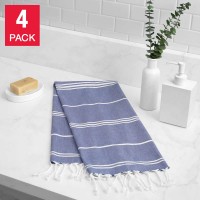 Peshtemal Turkish Hand Towels 4-Piece Set, Blue