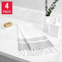 Peshtemal Turkish Hand Towels 4-Piece Set, Gray