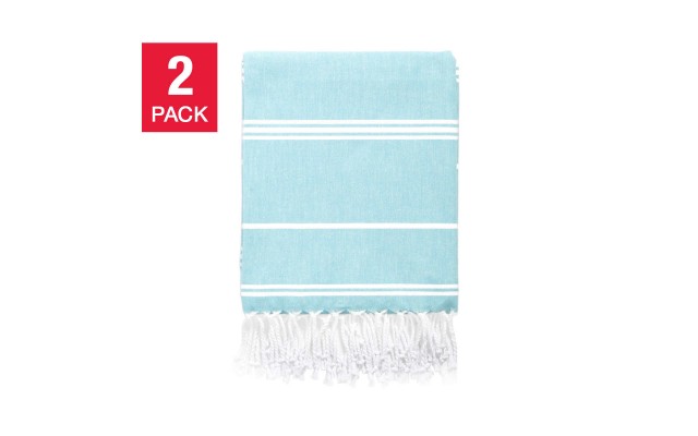 Peshtemal Turkish Towels  2-piece Set, Light Blue