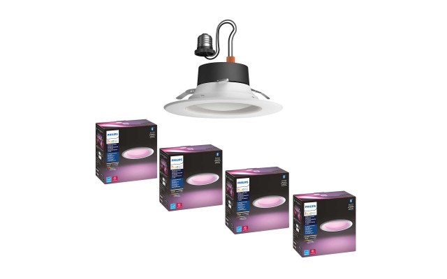  Hue White & Color Ambiance Retrofit Recessed 4″ Downlight, 4-pack