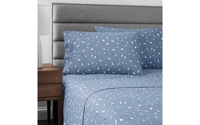 Portuguese Flannel 4-piece Sheet Set, Dark Blue, California King