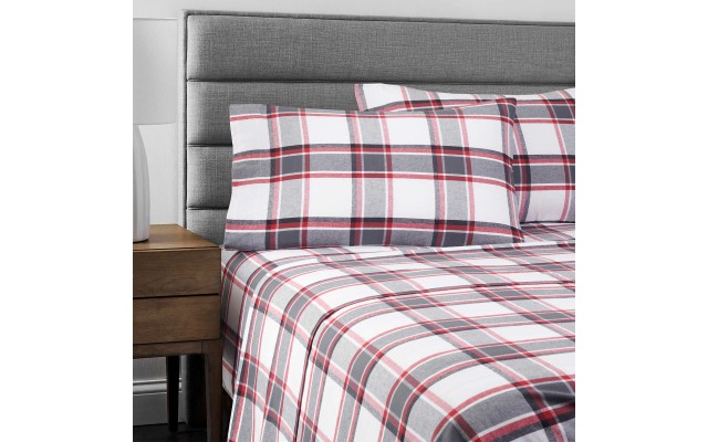Portuguese Flannel 4-piece Sheet Set, Dark Red, California King