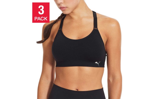  Ladies' Sports Bra, 3-pack, Black, X-Small