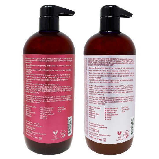 PURA D’OR Apple Cider Vinegar Thin2Thick Clarifying and Detoxing Shampoo & Conditioner