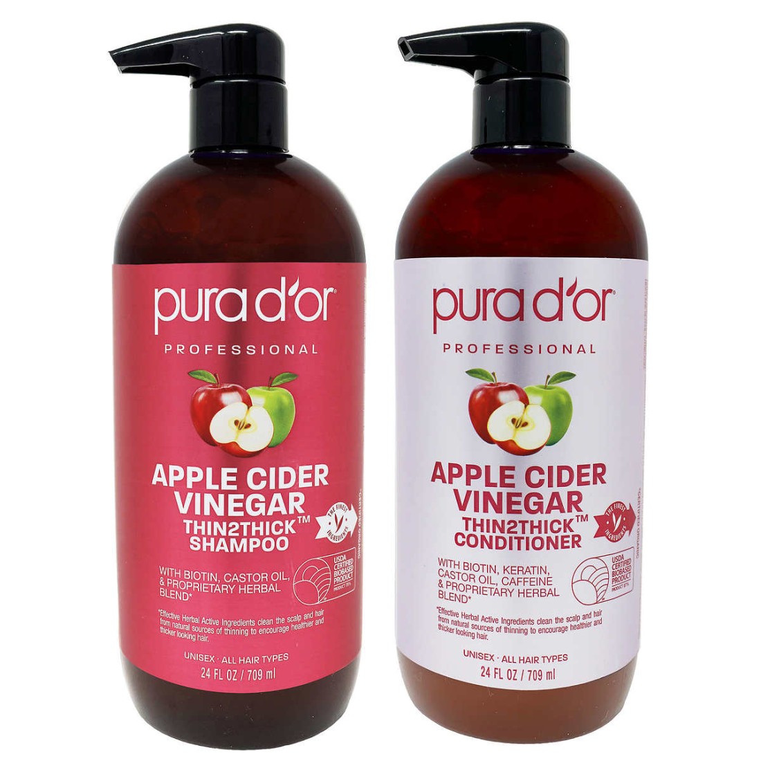 Pura D’or Apple Cider Vinegar Thin2thick Clarifying And Detoxing Shampoo And Conditioner