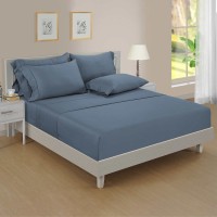 Pure Earth Organic Cotton 6-piece Sheet Set, Blue, King