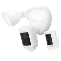 Ring Security Floodlight Cam Wired Pro with Stick Up Cam Battery (3rd gen), White