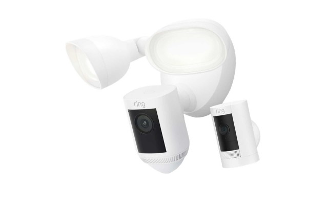  Security Floodlight Cam Wired Pro with Stick Up Cam Battery (3rd gen), White