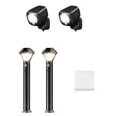 Ring Smart Security Lighting Spotlight 2-pack and Pathlight 2-pack with Bridge