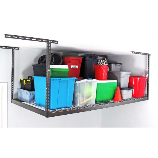  4 ft. x 8 ft. Overhead Garage Storage Rack and Accessories Kit, Gray