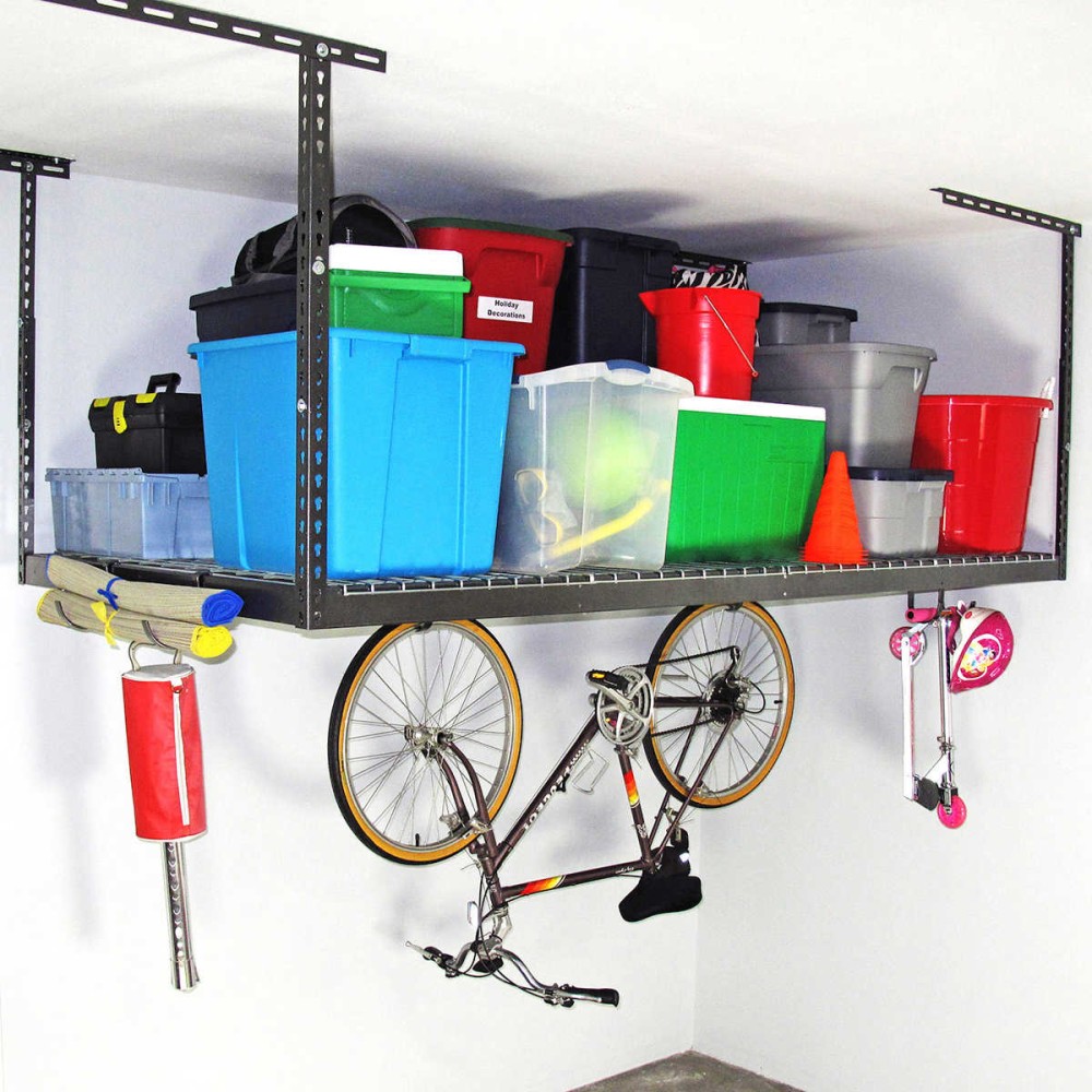 SafeRacks 4 ft. x 8 ft. Overhead Garage Storage Rack and Accessories ...