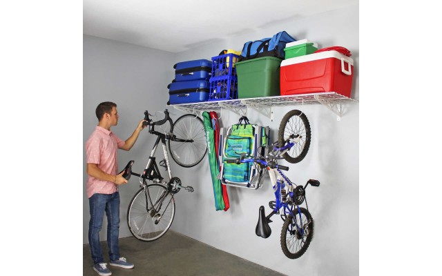  Wall Shelf Combo Kit, Two Shelves, Four Deck Hooks, White