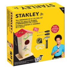 Stanley Jr DIY Birdhouse Kit with Classic 5-Piece Tool Set for Kids, Red