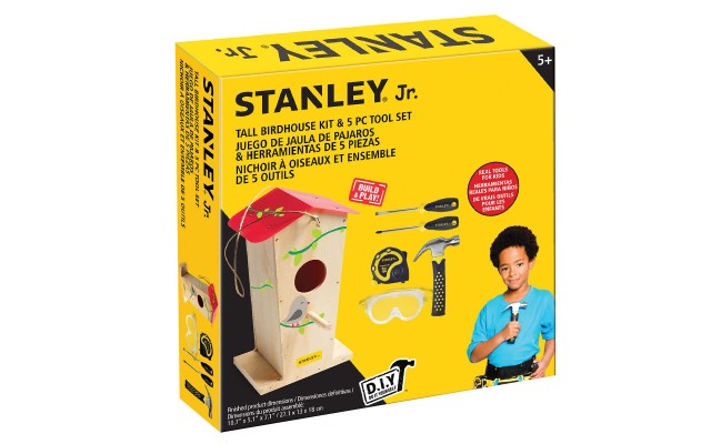  Jr DIY Birdhouse Kit with Classic 5-Piece Tool Set for Kids, Red
