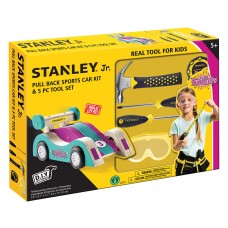 Stanley Jr. Pull Back Sports Car Kit & 5 Piece Tool Set - Teal