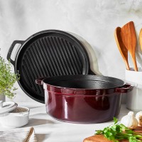 Staub 7 Quart Cast Iron Braise and Grill, Red