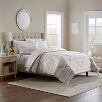Style Decor 6-piece Comforter and Coverlet Set, Agate Stripe Neutral, One Color, Queen