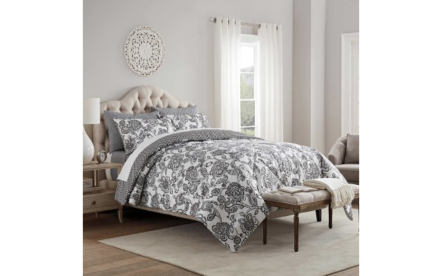 Style Decor 6-piece Comforter and Coverlet Set, Watercolor Jacobean, One Color, Queen