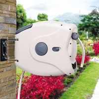 Sunneday 13.7mm x 30 Meter Retractable Garden Hose & Reel, White