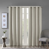 SunSmart Maya Blackout Curtains Patio Window, Textured Heatherd Print, Grommet Top Living Room Decor Thermal Insulated Light Blocking Drape for Bedroom and Apartments, Taupe, 50×63