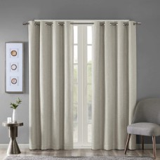 SunSmart Maya Blackout Curtains Patio Window, Textured Heatherd Print, Grommet Top Living Room Decor Thermal Insulated Light Blocking Drape for Bedroom and Apartments