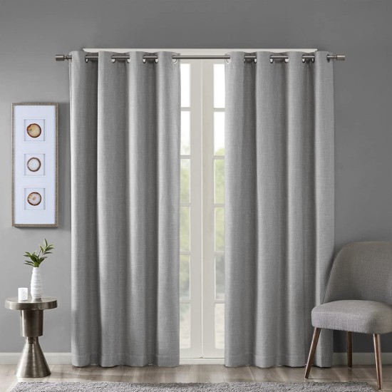  Maya Blackout Curtains Patio Window, Textured Heatherd Print, Grommet Top Living Room Decor Thermal Insulated Light Blocking Drape for Bedroom and Apartments, Gray, 50×84