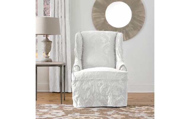  Matelasse Damask Wing Chair Slipcover