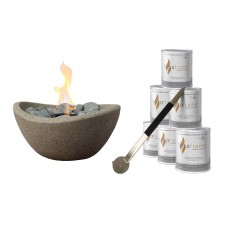 Terraflame Wave Deluxe Fire Bowl Set with 6-pack Pure Fuel and Snuffer