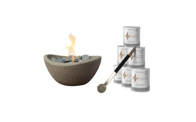 Terraflame Wave Deluxe Fire Bowl Set with 6-pack Pure Fuel and Snuffer