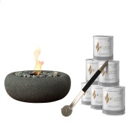 Terraflame Zen Fire Bowl Set with 6-pack Pure Fuel and Snuffer, Gray