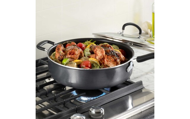  Non-Stick 5.5 Quart Deep Saute Pan With Glass Lid