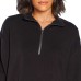  Ladies' Quarter Zip Pullover, Black, Large