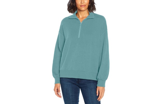  Ladies' Quarter Zip Pullover, Blue, Large