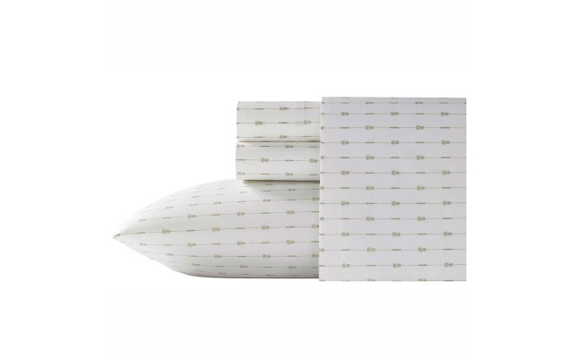  Pineapple Pinstripe Cotton Green Sheet Set