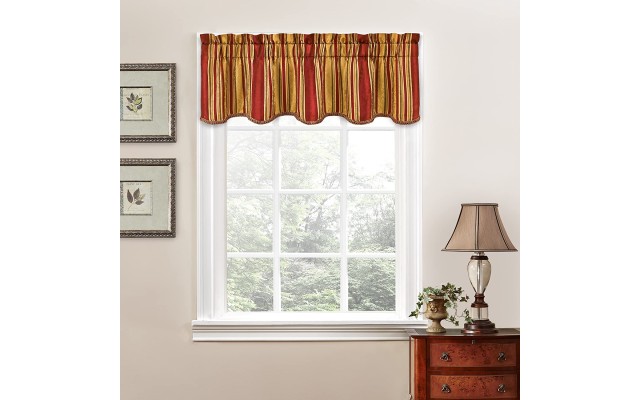 Traditions By  Valances for Windows-Stripe Ensemble Rod Pocket Curtains for Kitchen and Living Room